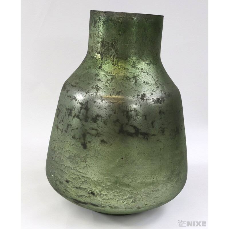 VÁZA SKLO PATINA 26cm*ZELENÁ