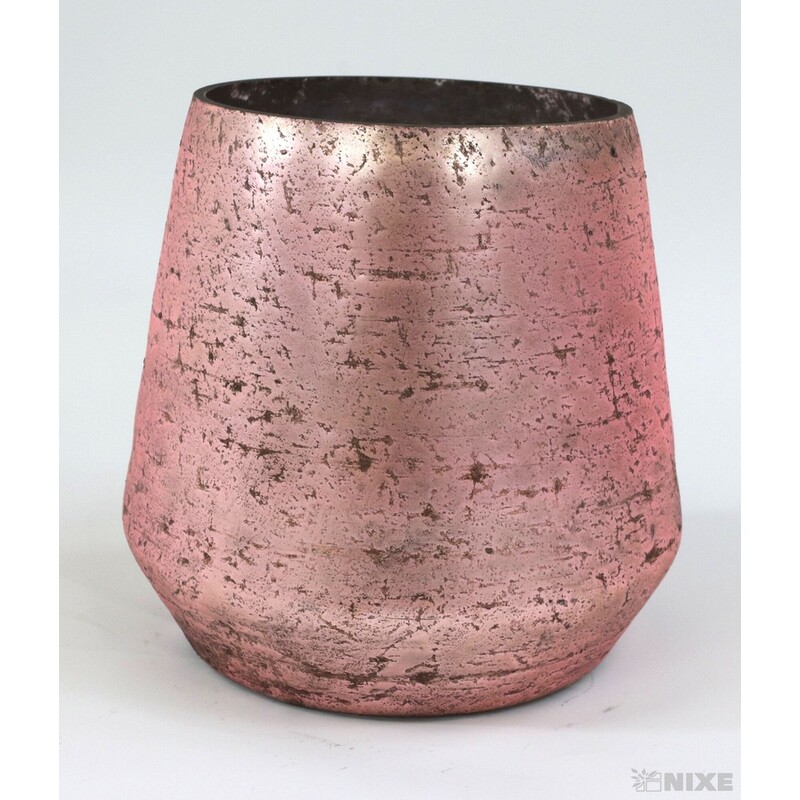 OBAL SKLO PATINA 8cm*RŮŽOVÁ