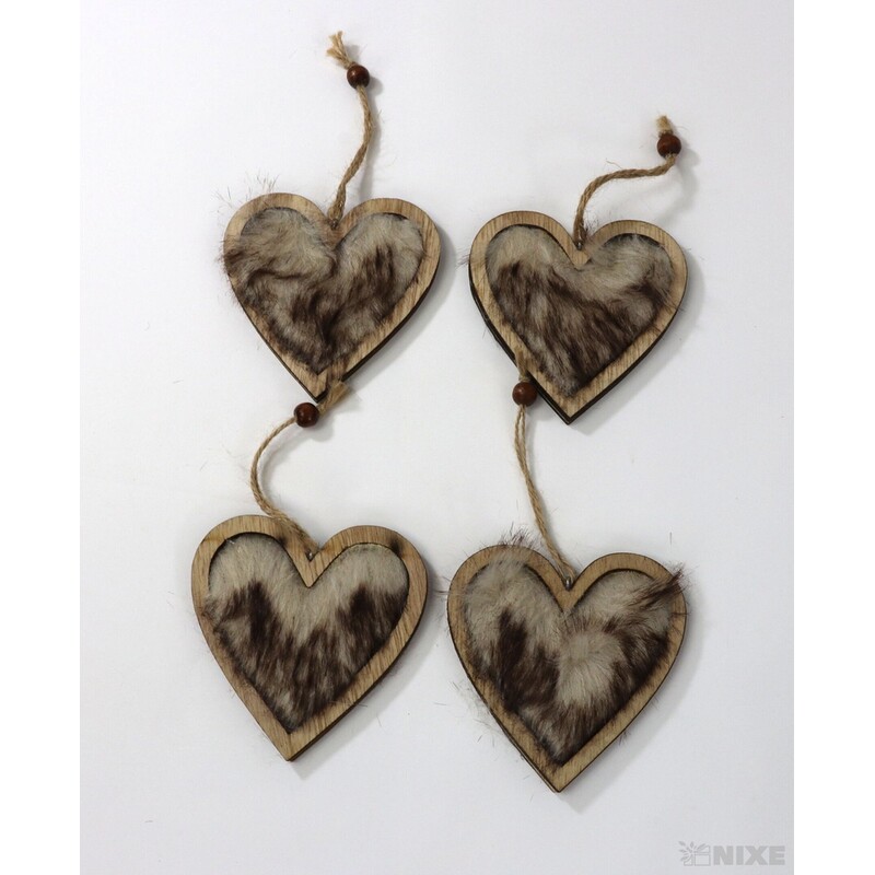 ZÁVĚS SRDCE 9cm 4ks*PŘÍRODNÍ
