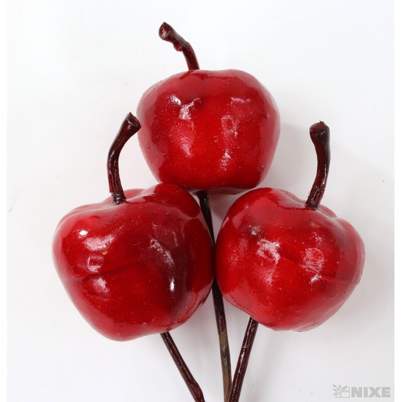 JABLÍČKA NA DR. 3cm 3ks 12sv*ČERVENÁ