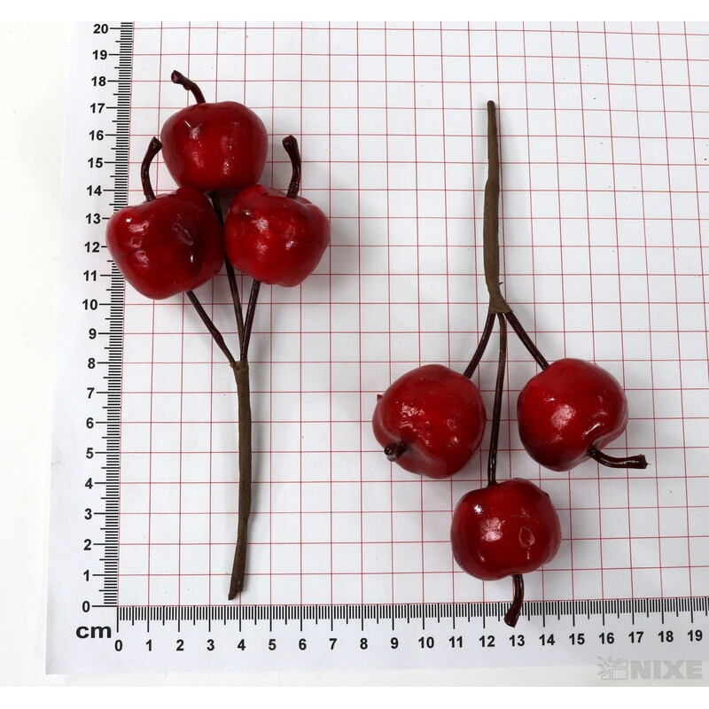 JABLÍČKA NA DR. 3cm 3ks 12sv*ČERVENÁ