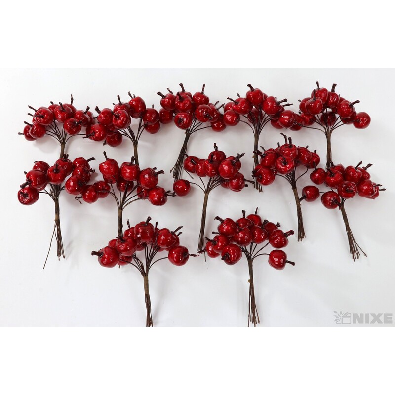 JABLÍČKA NA DR. 1,5cm 12ks 12sv*ČERVENÁ