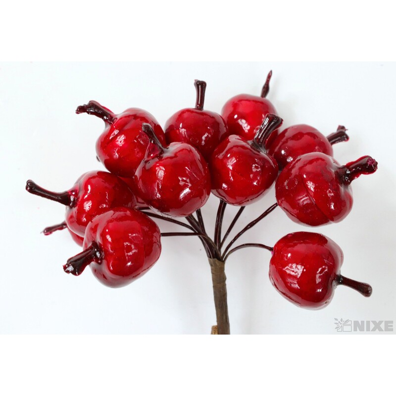 JABLÍČKA NA DR. 1,5cm 12ks 12sv*ČERVENÁ