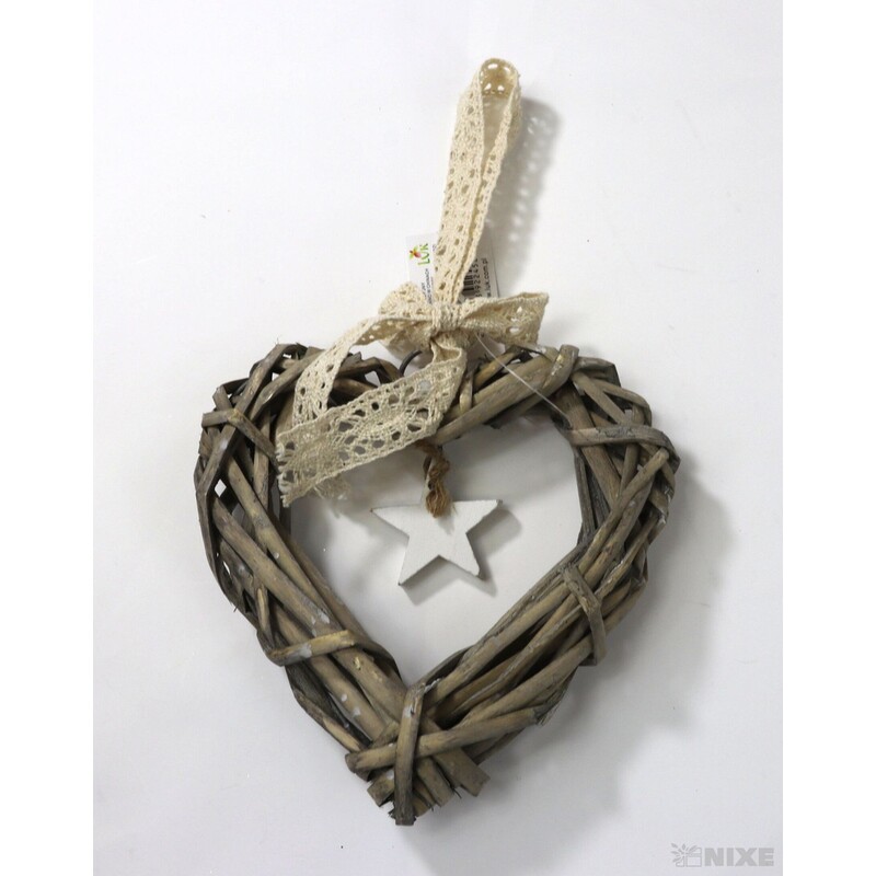 ZÁVĚS SRDCE 15cm*PŘÍRODNÍ