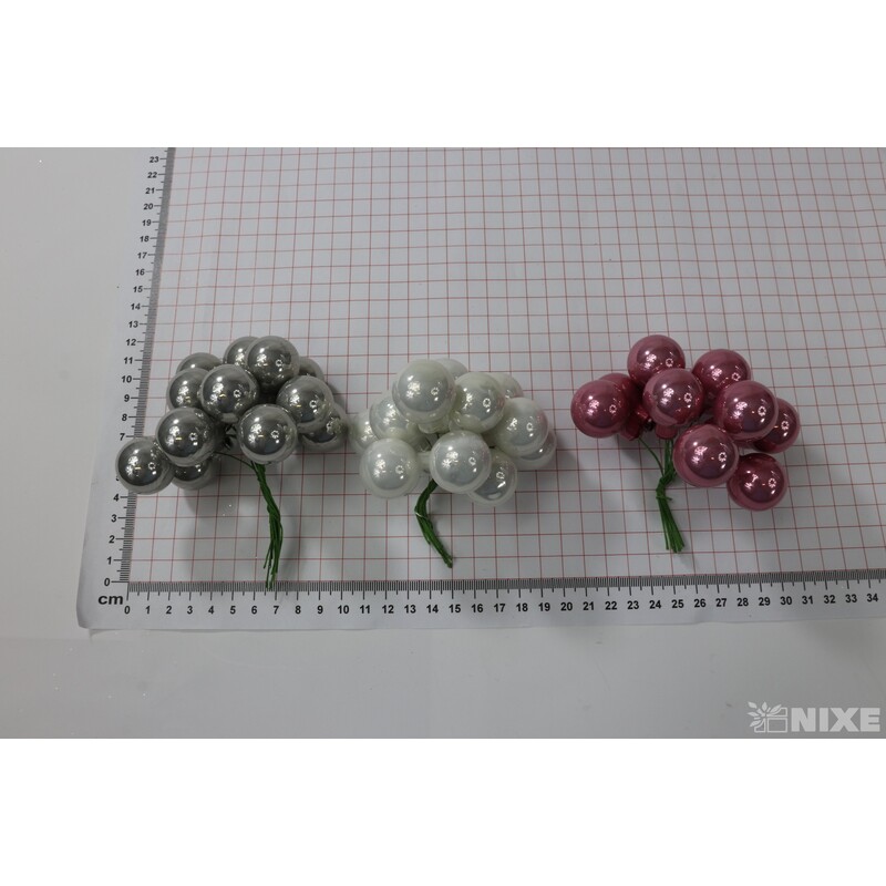 KOULE NA DR. 2x10,5cm 144ks*RŮŽOVÁ+ŠEDÁ+BÍLÁ