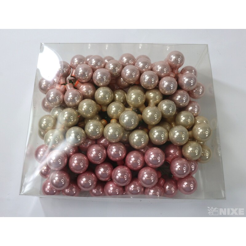 KOULE NA DR. 2x10,5cm 144ks*RŮŽOVÁ+KRÉMOVÁ