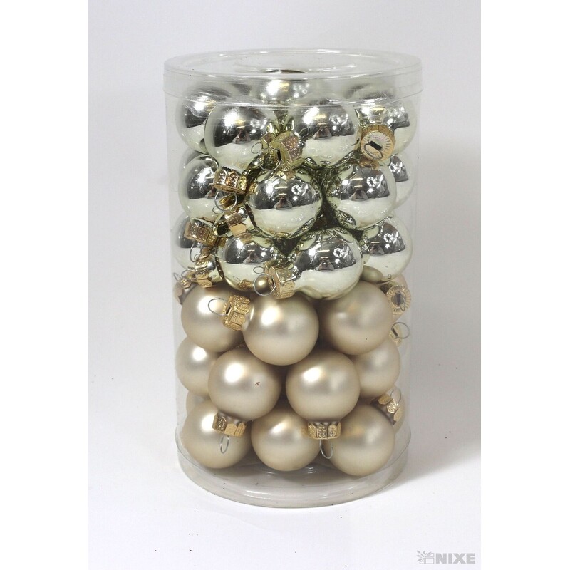 KOULE ZÁVĚS 2,5cm 48ks MIX*ŠAMPÁŇ