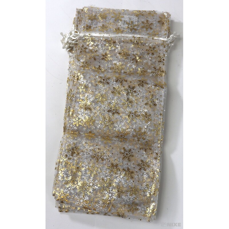 SÁČEK ORGANZA VLOČKA 14x34cm*STŘÍBRNÁ
