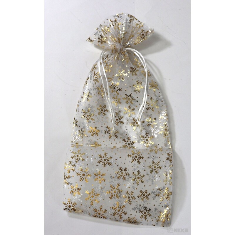 SÁČEK ORGANZA VLOČKA 14x34cm*STŘÍBRNÁ