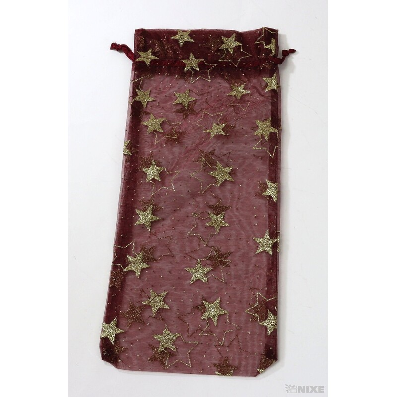 SÁČEK ORGANZA HVĚZDA 16x36cm*BORDOVÁ