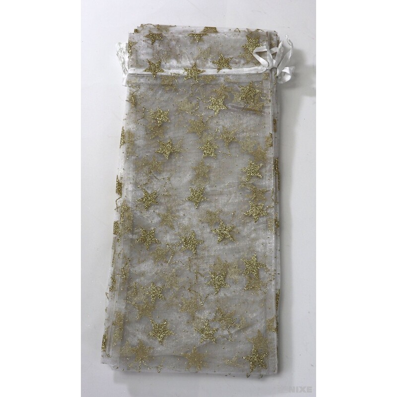 SÁČEK ORGANZA HVĚZDA 16x36cm*KRÉMOVÁ