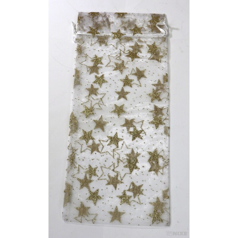 SÁČEK ORGANZA HVĚZDA 16x36cm*KRÉMOVÁ