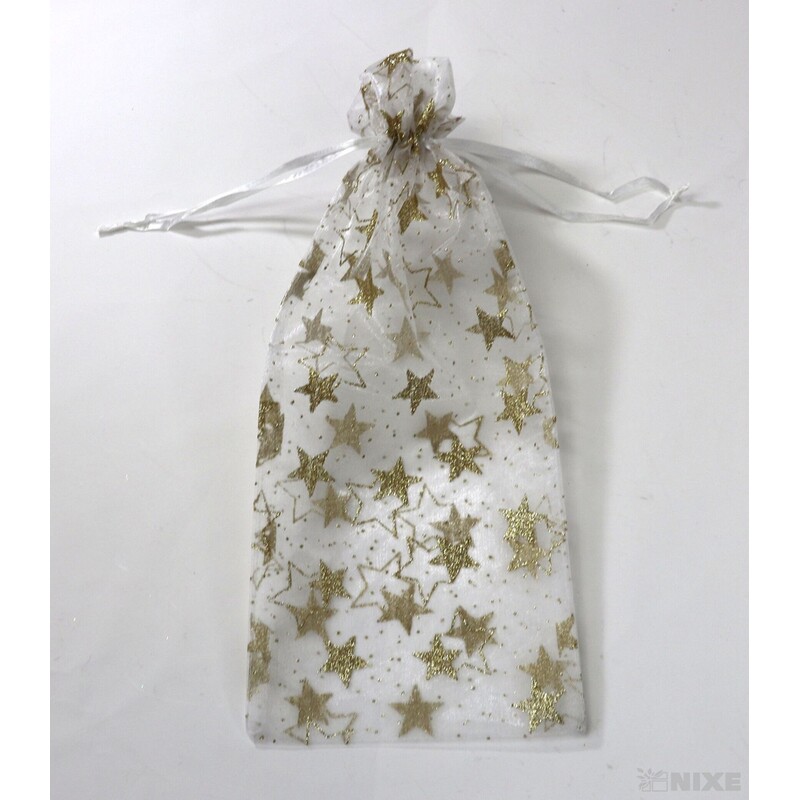 SÁČEK ORGANZA HVĚZDA 16x36cm*KRÉMOVÁ