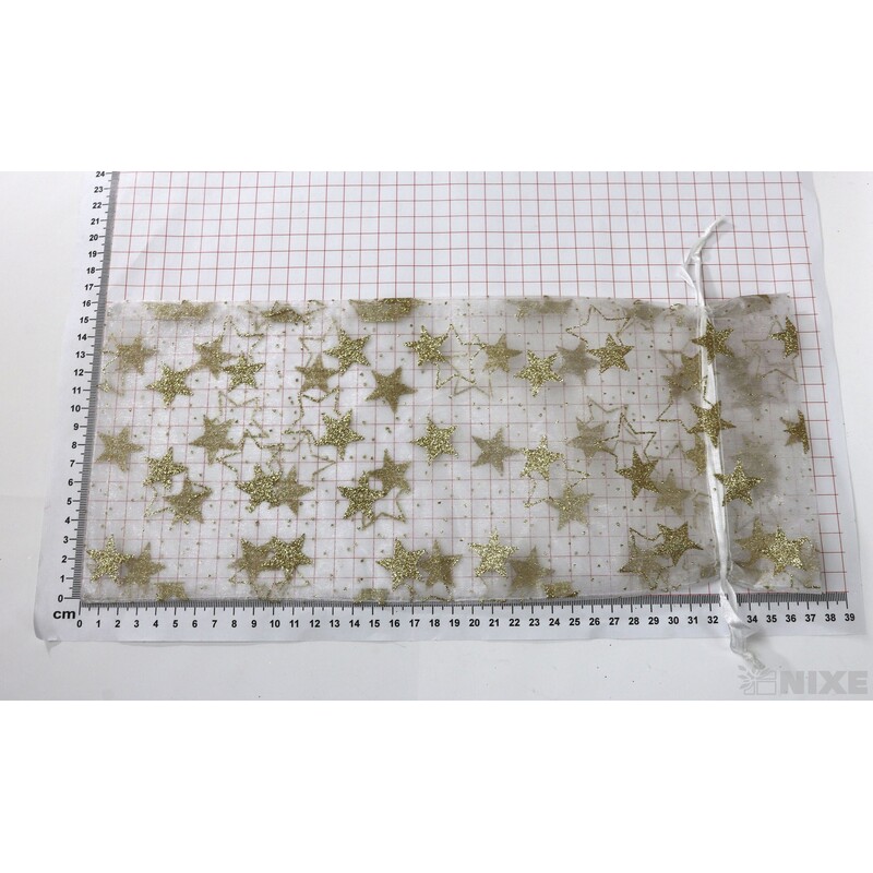 SÁČEK ORGANZA HVĚZDA 16x36cm*KRÉMOVÁ