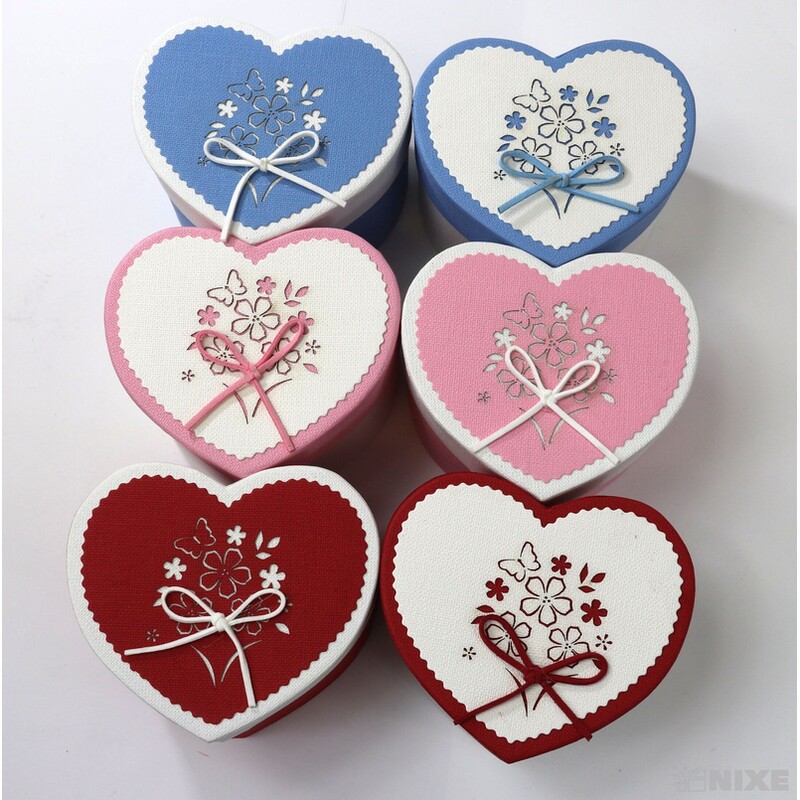 KRABICE SRDCE 6ks 12x8cm*MIX BAREV