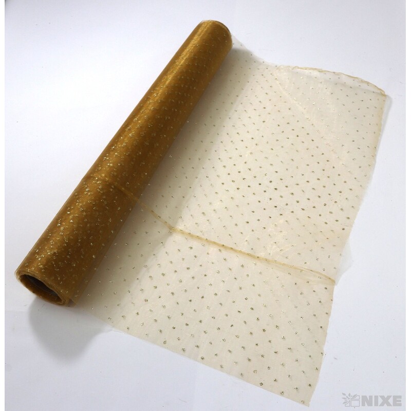 ORGANZA VZOR 5012 39cmx10yd*ZLATÁ