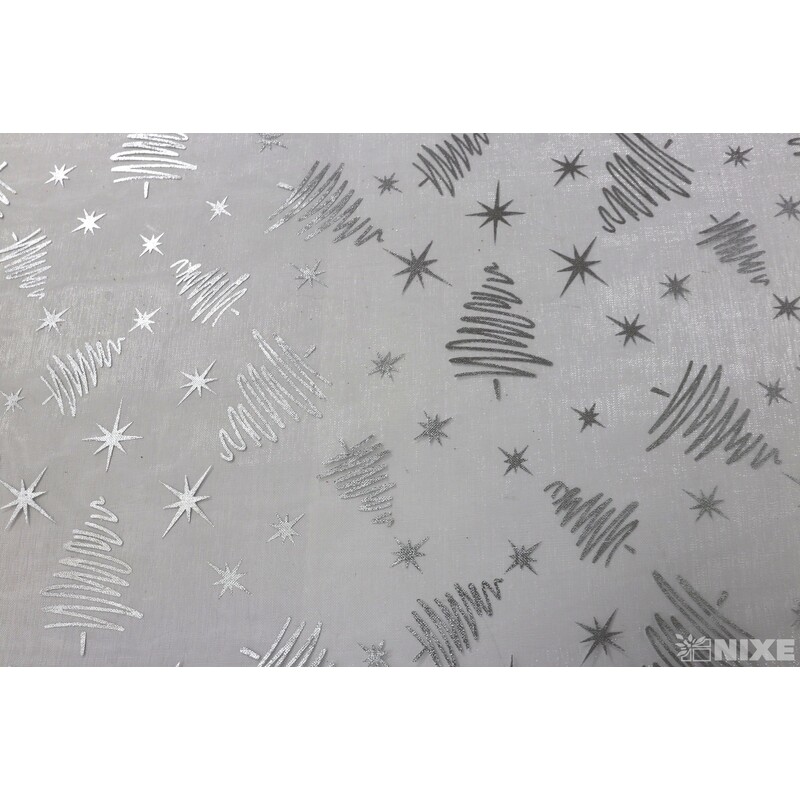 ORGANZA VZOR 697 39cmx10yd*STŘÍBRNÁ
