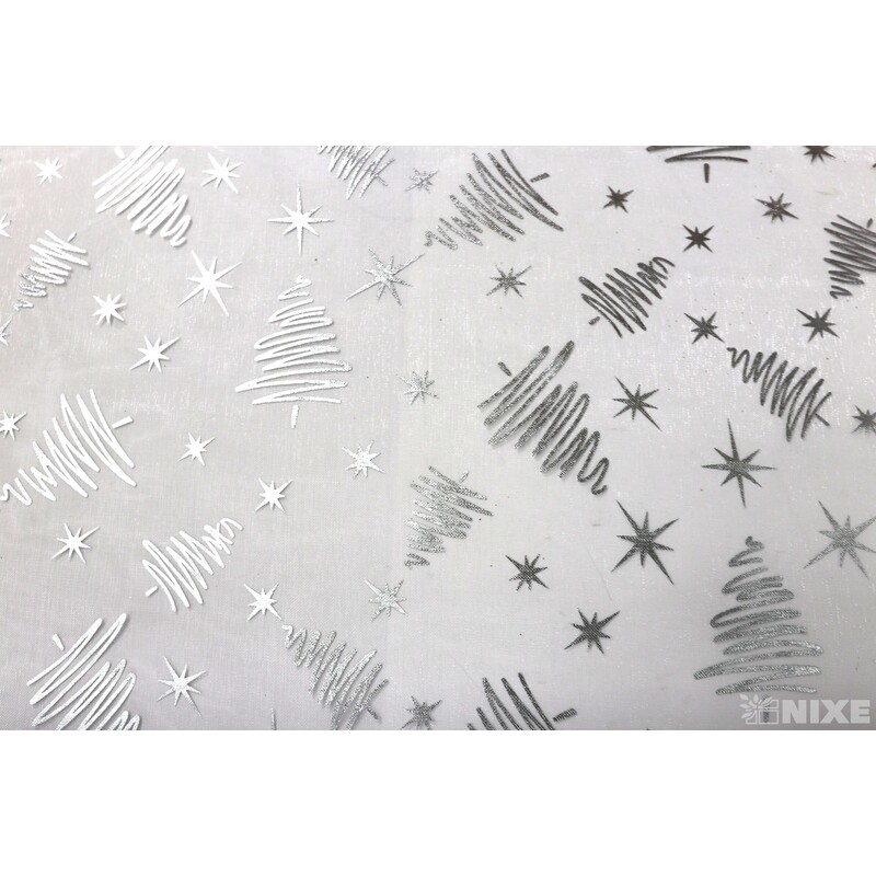 ORGANZA VZOR 697 39cmx10yd*STŘÍBRNÁ