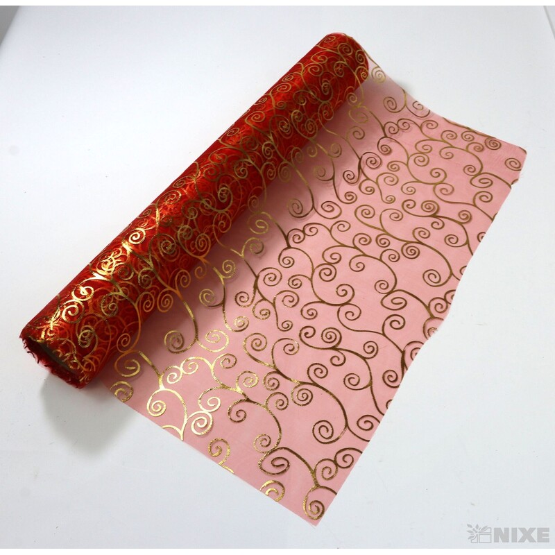 ORGANZA VZOR 706 39cmx10yd*ČERVENÁ