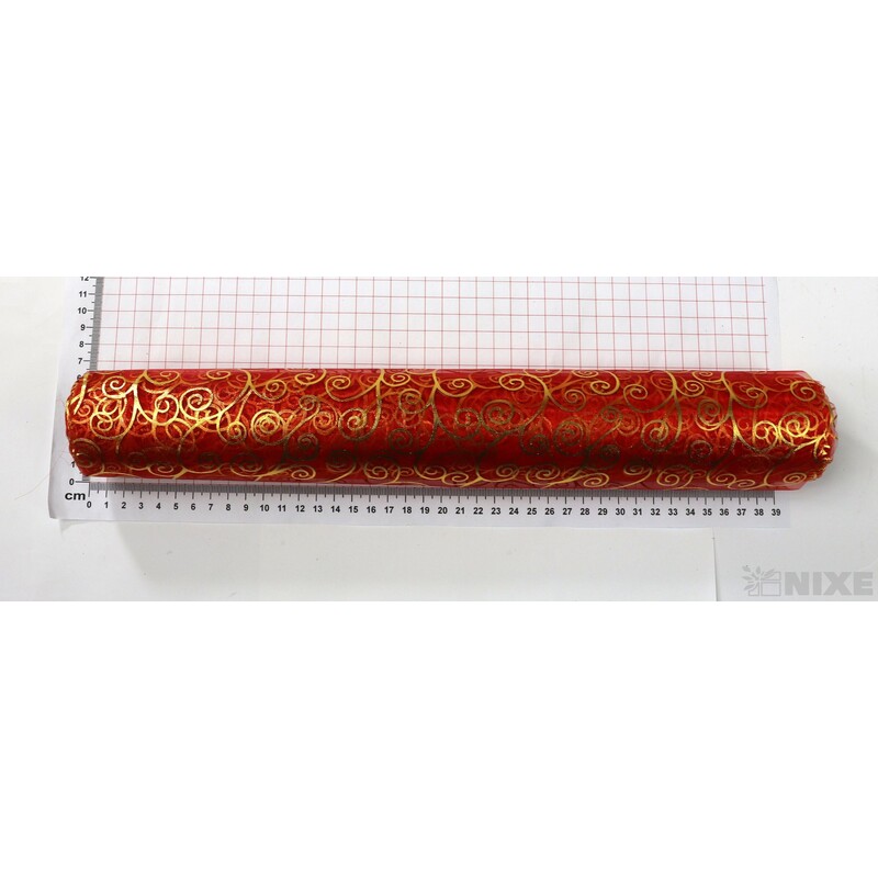 ORGANZA VZOR 706 39cmx10yd*ČERVENÁ