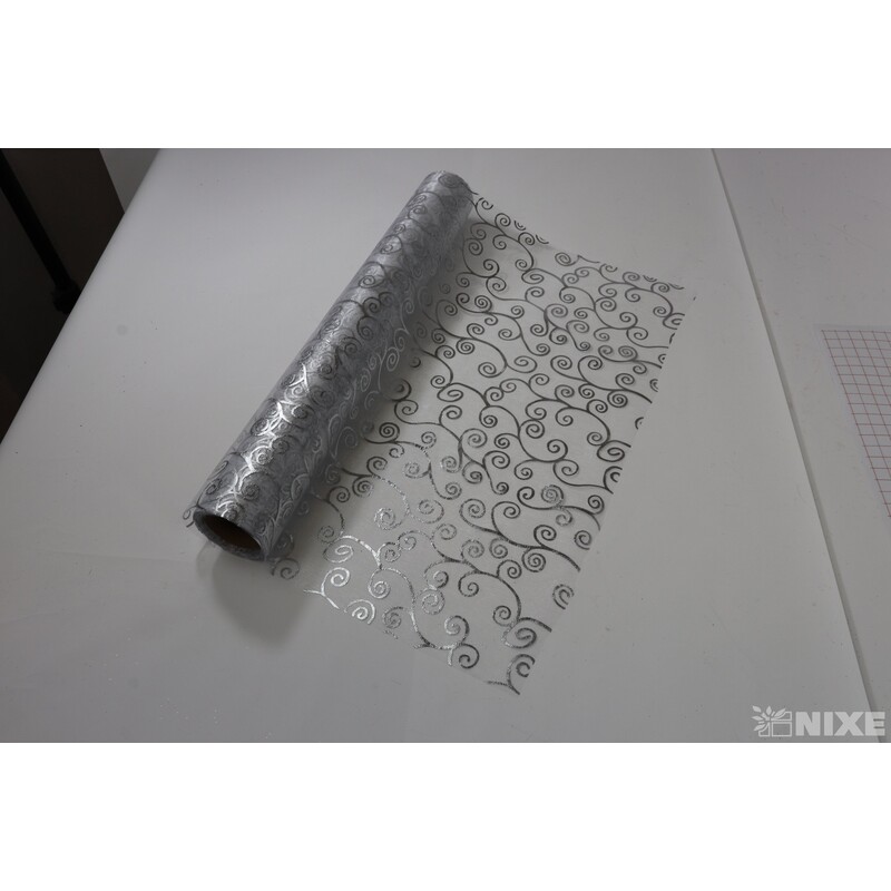 ORGANZA VZOR 706 39cmx10yd*STŘÍBRNÁ
