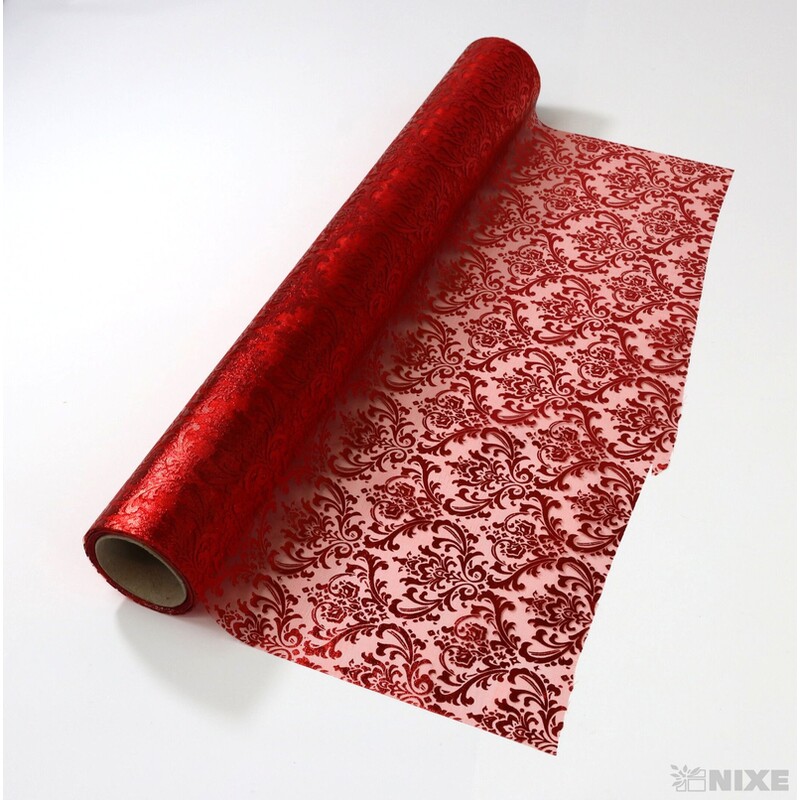 ORGANZA VZOR 698 39cmx10yd*ČERVENÁ