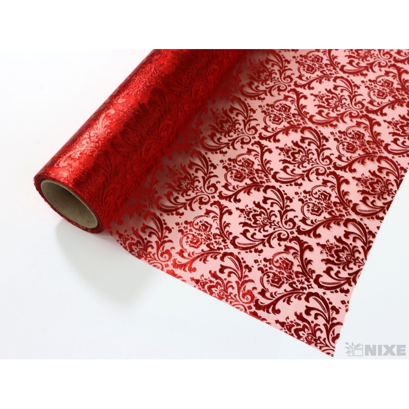 ORGANZA VZOR 698 39cmx10yd*ČERVENÁ