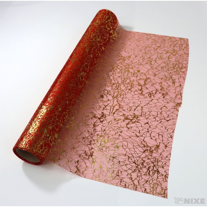 ORGANZA VZOR 699 39cmx10yd*ČERVENÁ