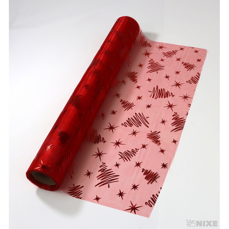 ORGANZA VZOR 697 39cmx10yd*ČERVENÁ