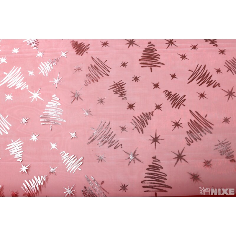 ORGANZA VZOR 697 39cmx10yd*ČERVENÁ