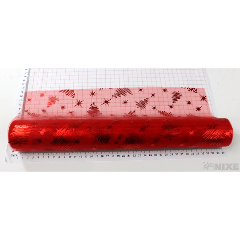 ORGANZA VZOR 697 39cmx10yd*ČERVENÁ