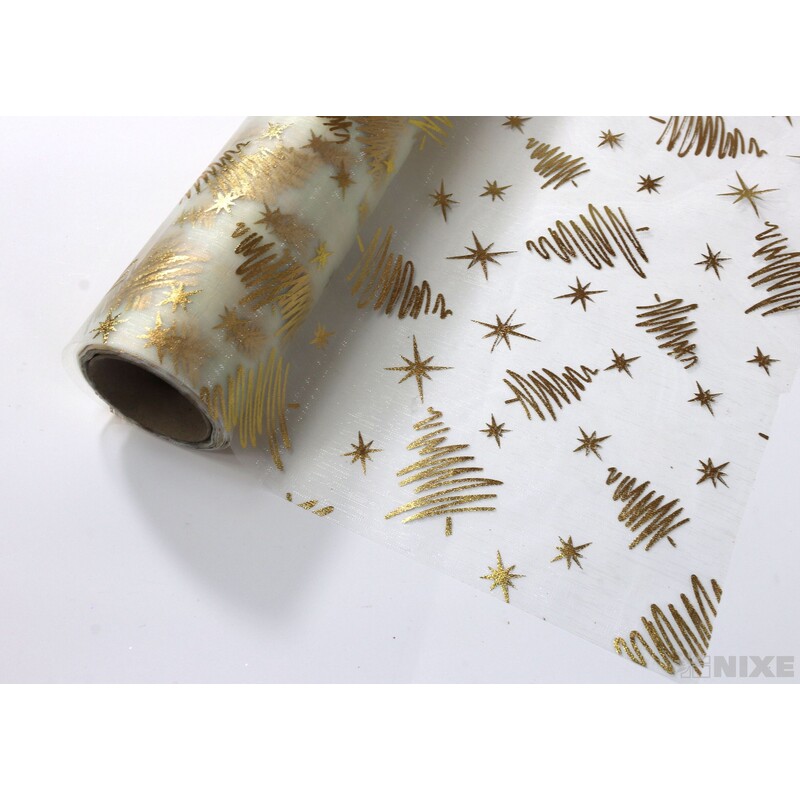 ORGANZA VZOR 697 39cmx10yd*ZLATÁ