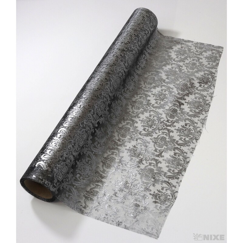 ORGANZA VZOR 698 39cmx10yd*STŘÍBRNÁ