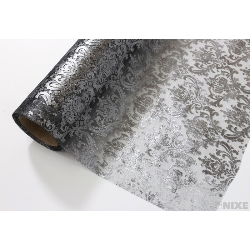 ORGANZA VZOR 698 39cmx10yd*STŘÍBRNÁ