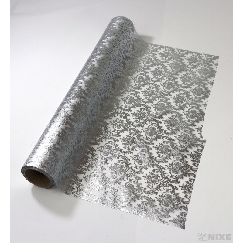 ORGANZA VZOR 698 39cmx10yd*BÍLÁ-STŘÍBRNÁ