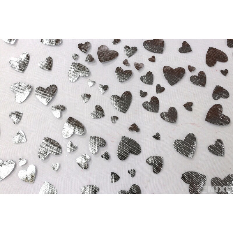ORGANZA SRDCE 3504 36cmx5yd*STŘÍBRNÁ