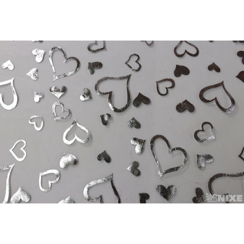 ORGANZA SRDCE 3516 36cmx5yd*STŘÍBRNÁ