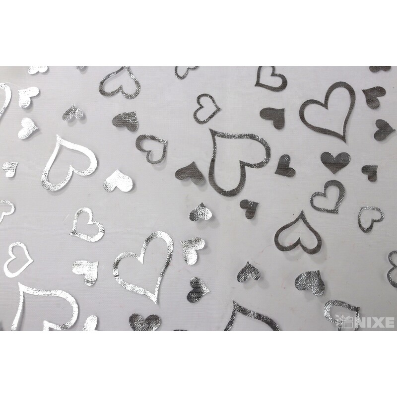 ORGANZA SRDCE 3516 36cmx5yd*STŘÍBRNÁ