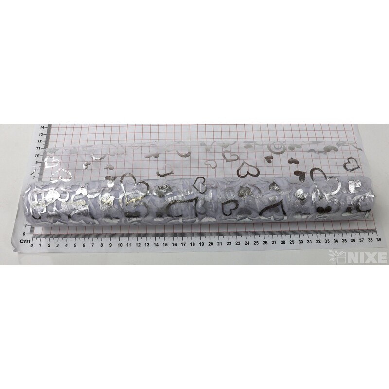 ORGANZA SRDCE 3516 36cmx5yd*STŘÍBRNÁ