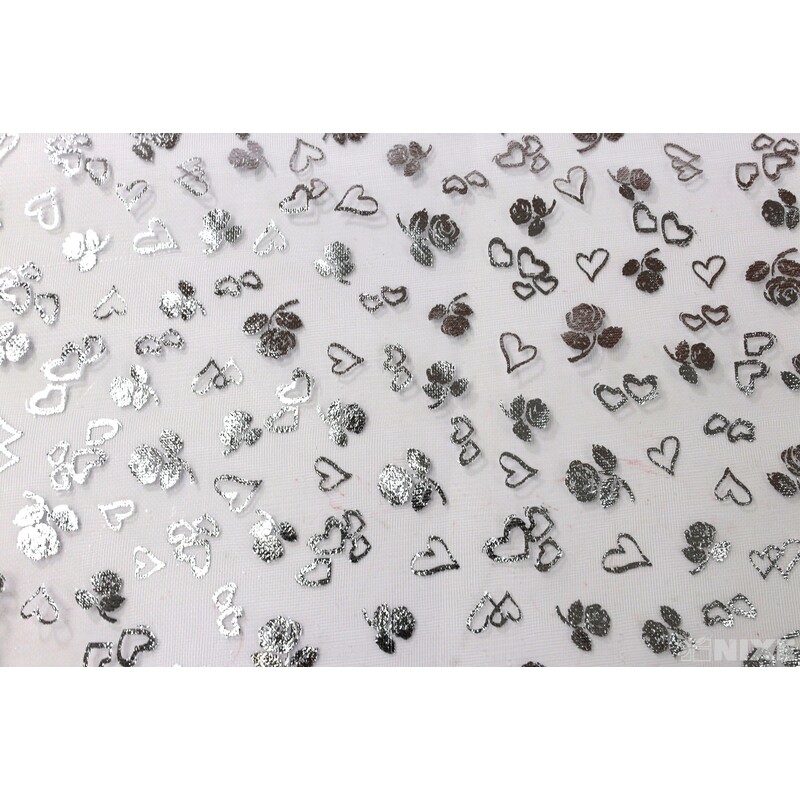 ORGANZA SRDCE 3512 36cmx5yd*STŘÍBRNÁ