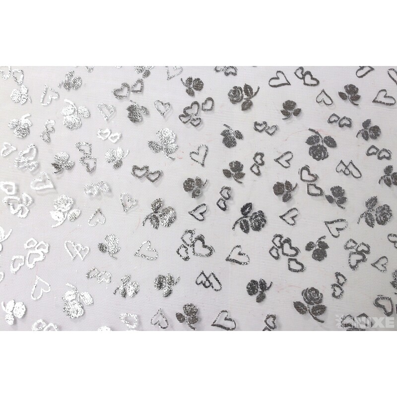 ORGANZA SRDCE 3512 36cmx5yd*STŘÍBRNÁ