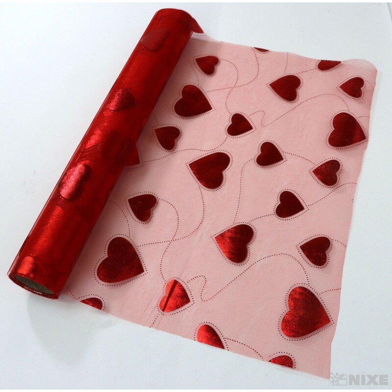 ORGANZA SRDCE 3510 36cmx5yd*ČERVENÁ