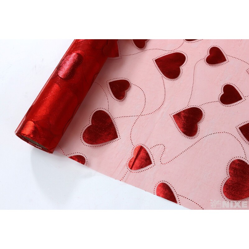 ORGANZA SRDCE 3510 36cmx5yd*ČERVENÁ