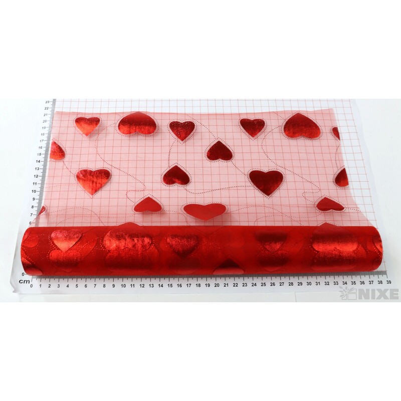 ORGANZA SRDCE 3510 36cmx5yd*ČERVENÁ