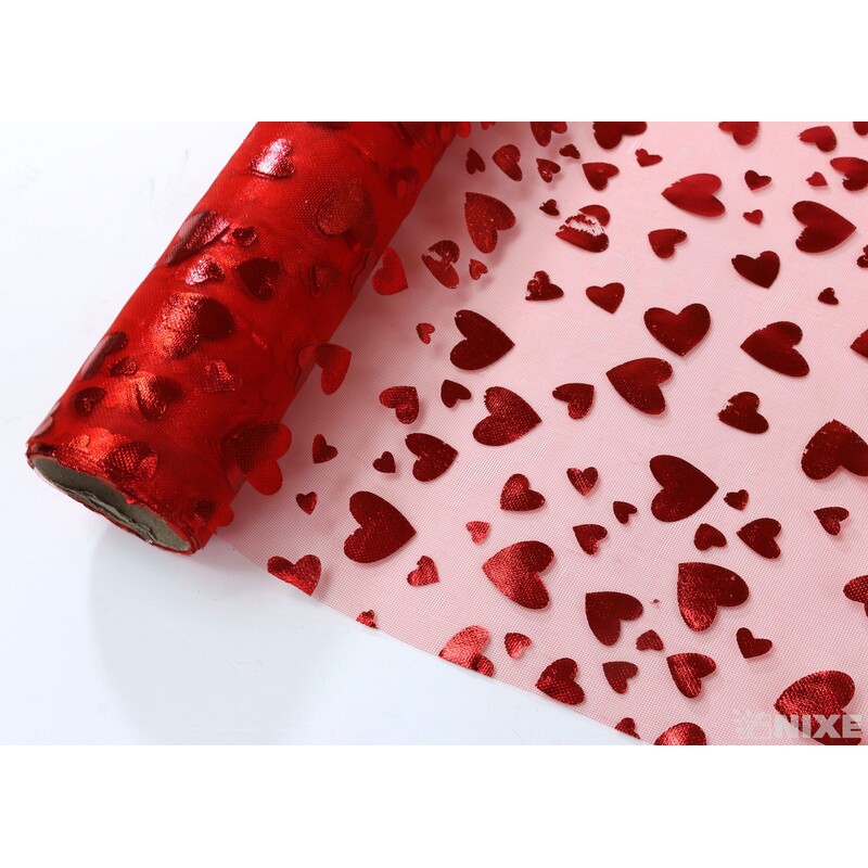 ORGANZA SRDCE 3508 36cmx5yd*ČERVENÁ