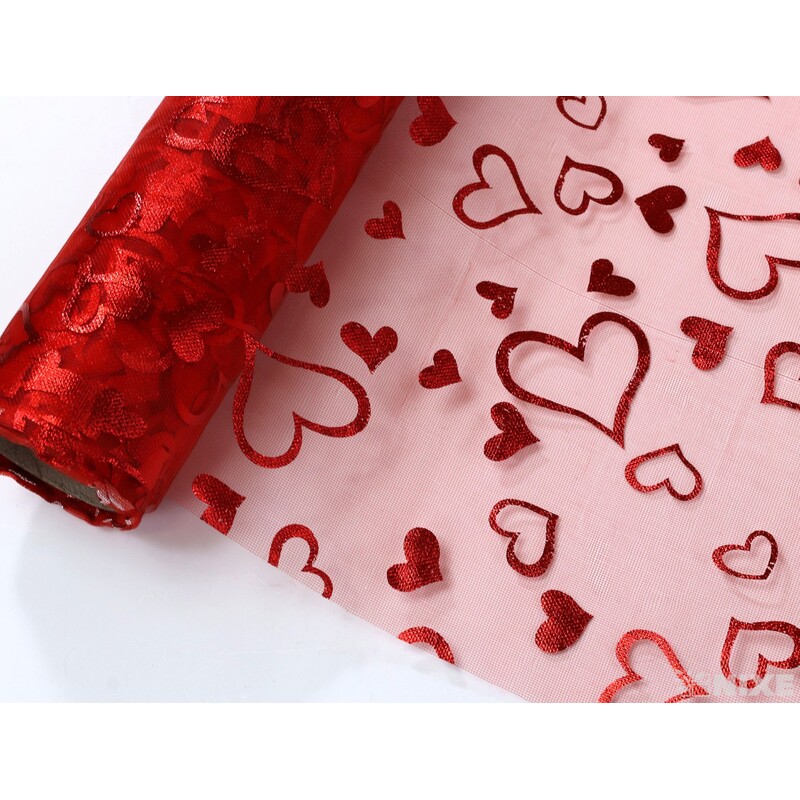 ORGANZA SRDCE 3520 36cmx5yd*ČERVENÁ
