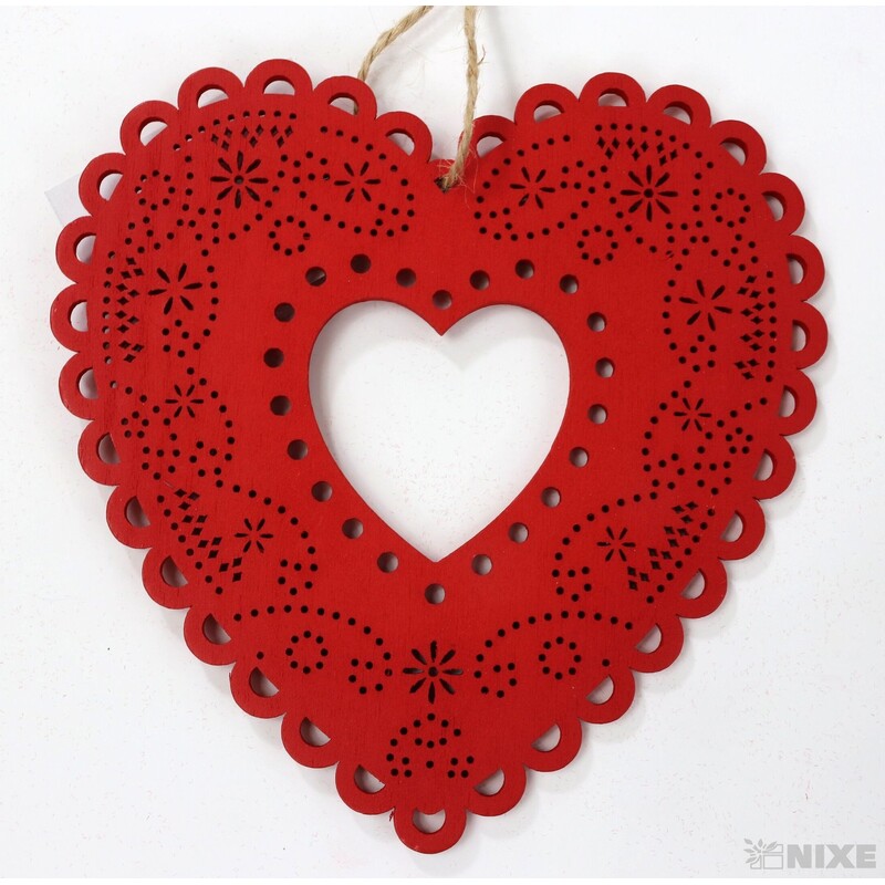 ZÁVĚS SRDCE 12cm 6ks*ČERVENÁ