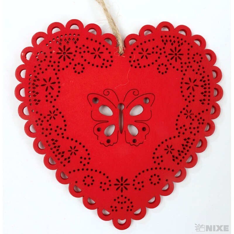 ZÁVĚS SRDCE 12cm 6ks*ČERVENÁ