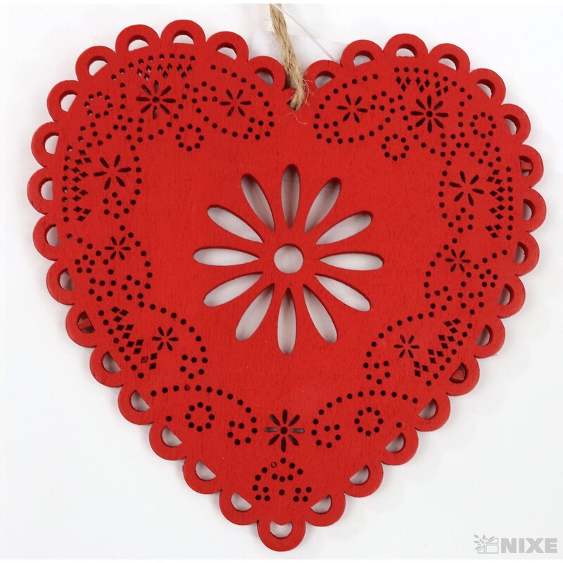 ZÁVĚS SRDCE 12cm 6ks*ČERVENÁ