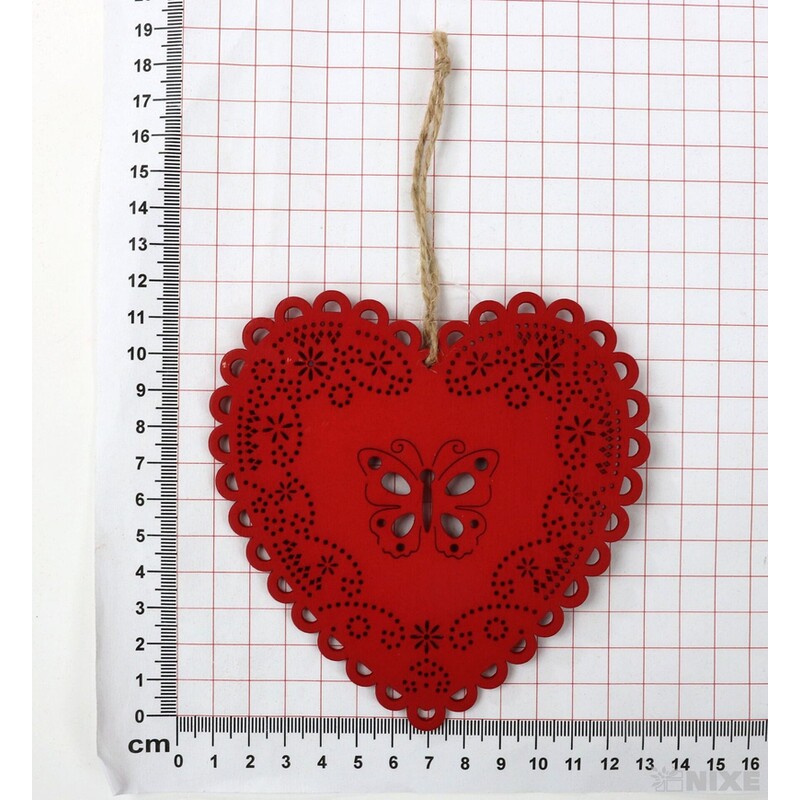 ZÁVĚS SRDCE 12cm 6ks*ČERVENÁ